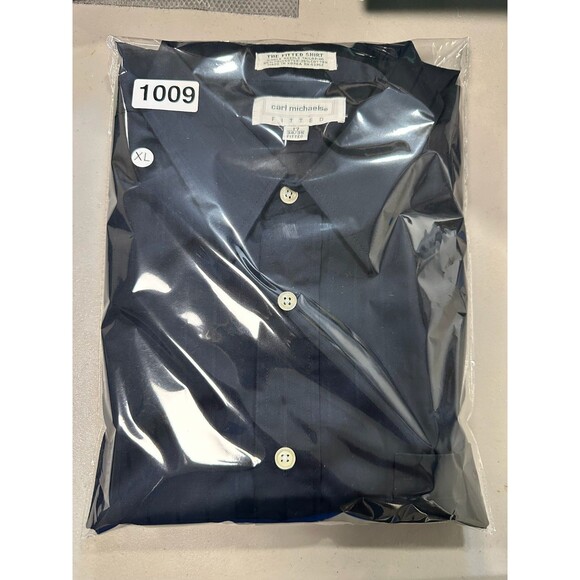 Carl Michaels VTG Mens Fitted Dress Shirt 17 34/35 Black Formal Business Classic - Picture 8 of 8